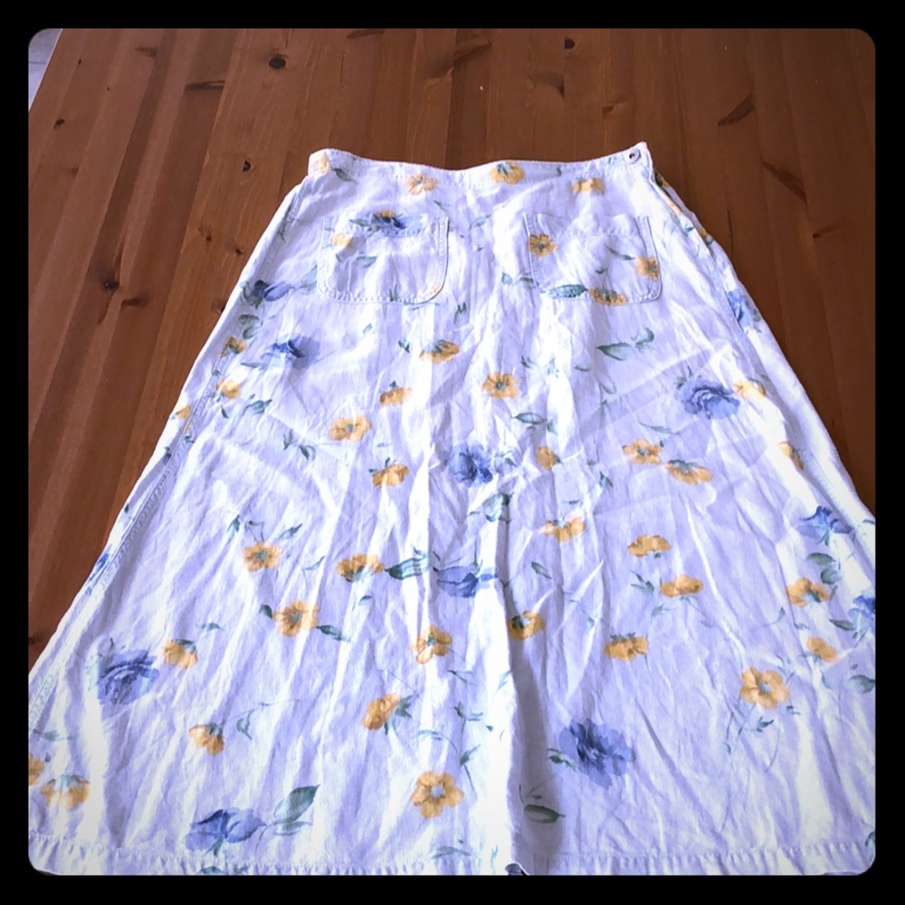 Liz Claiborne light blue and yellow maxi skirt